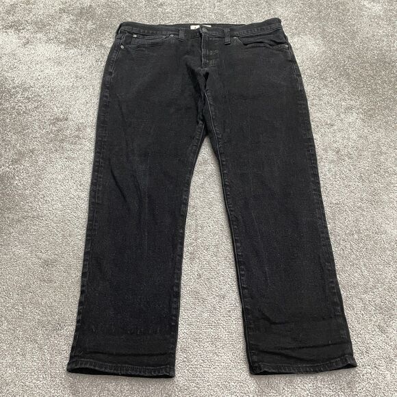 Madewell Athletic Slim Denim Jeans Mens 38x30 Black Dark Wash Straight Casual